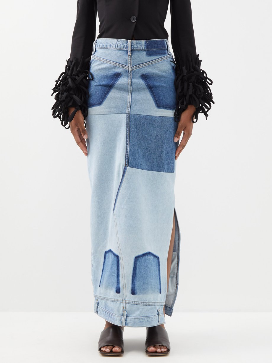wasmiddel familie Slager Blue Back-to-front upcycled-denim skirt | A.W.A.K.E. Mode | MATCHESFASHION  US