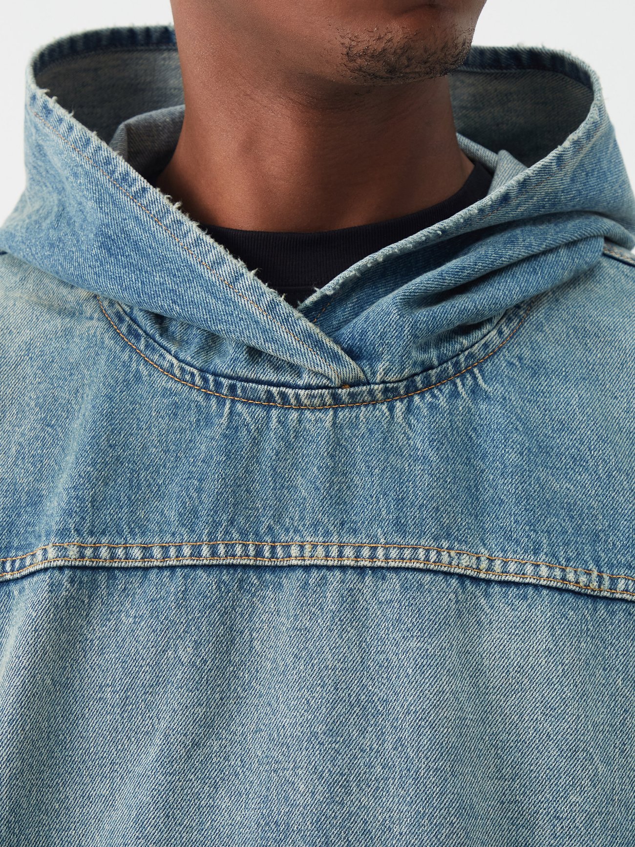 Blue Stonewashed-denim hooded jacket, Balenciaga
