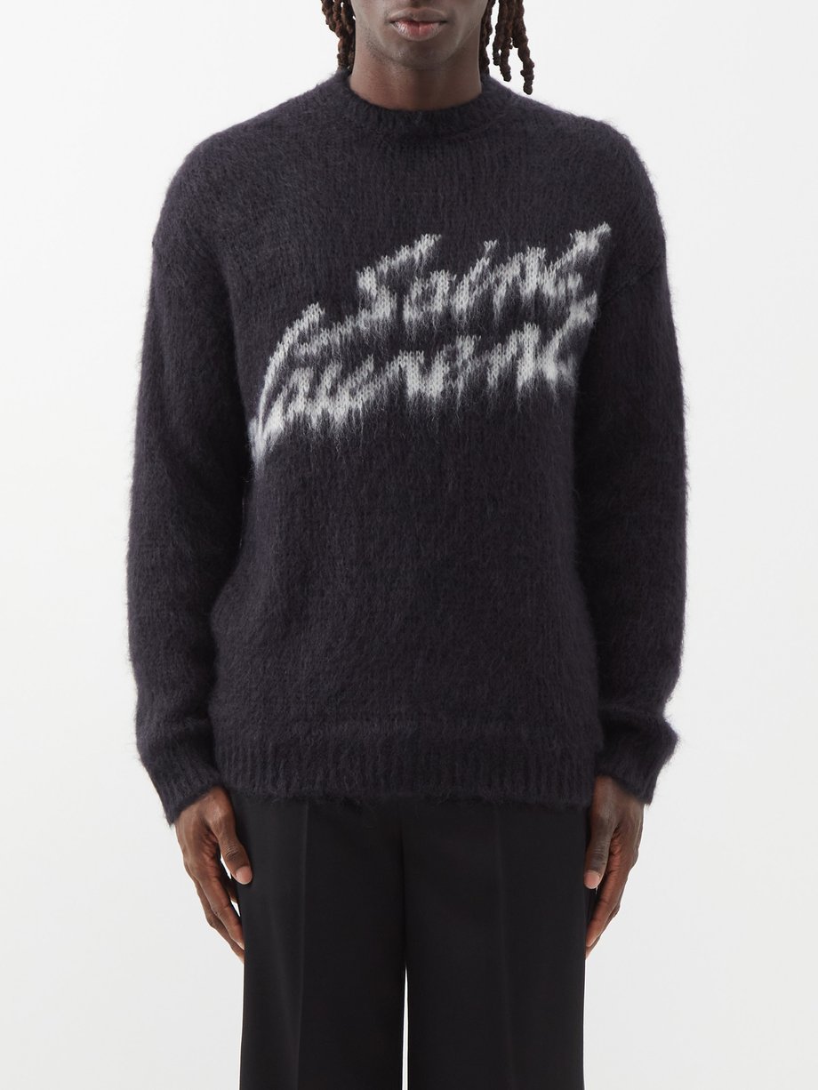Ren Bandit hvor som helst Black Logo-jacquard mohair-blend sweater | Saint Laurent | MATCHESFASHION US