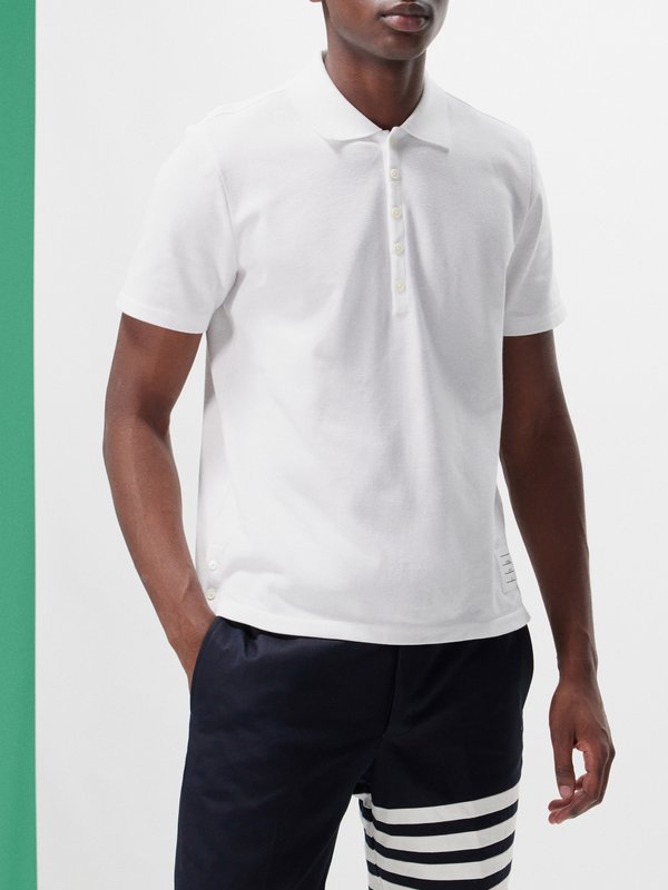 Thom Browne Tricolour-stripe cotton-piqué polo shirt