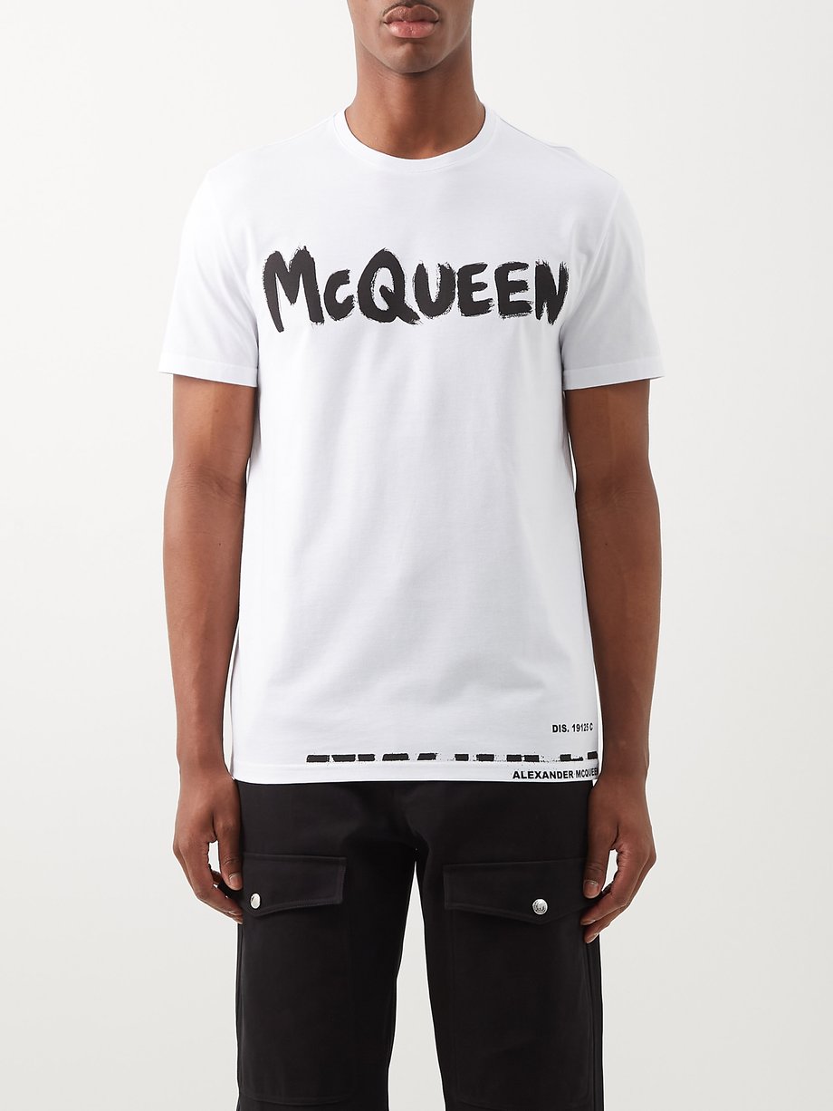 Alexander McQueen アレキサンダー マックイーン グラフィティロゴ コットンTシャツ ホワイト｜MATCHESFASHION