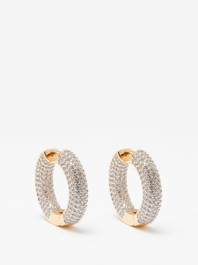 FALLON Doughnut crystal & 14kt gold-plated hoop earrings