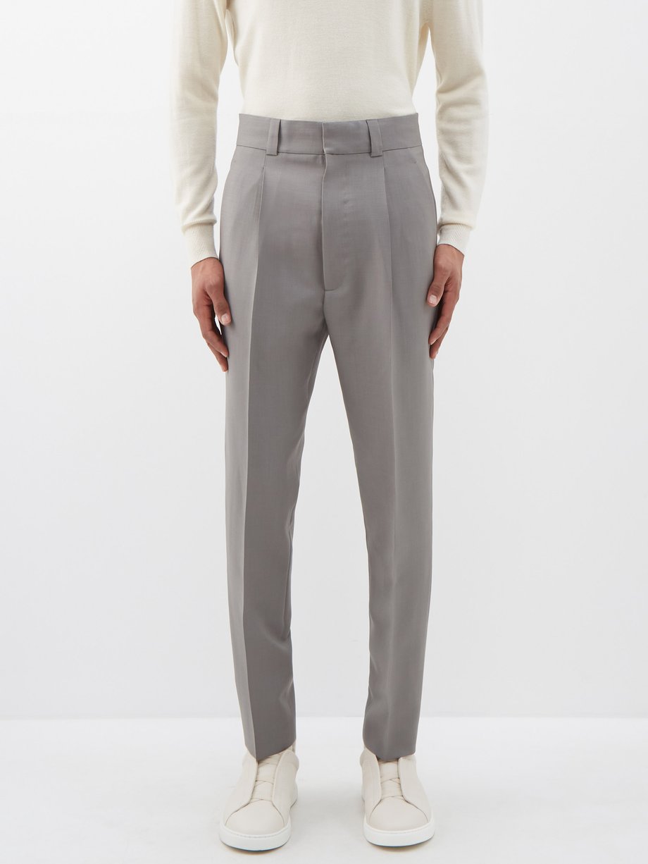 Grey Eternal pleated mohair-blend suit trousers | Fear Of God ...
