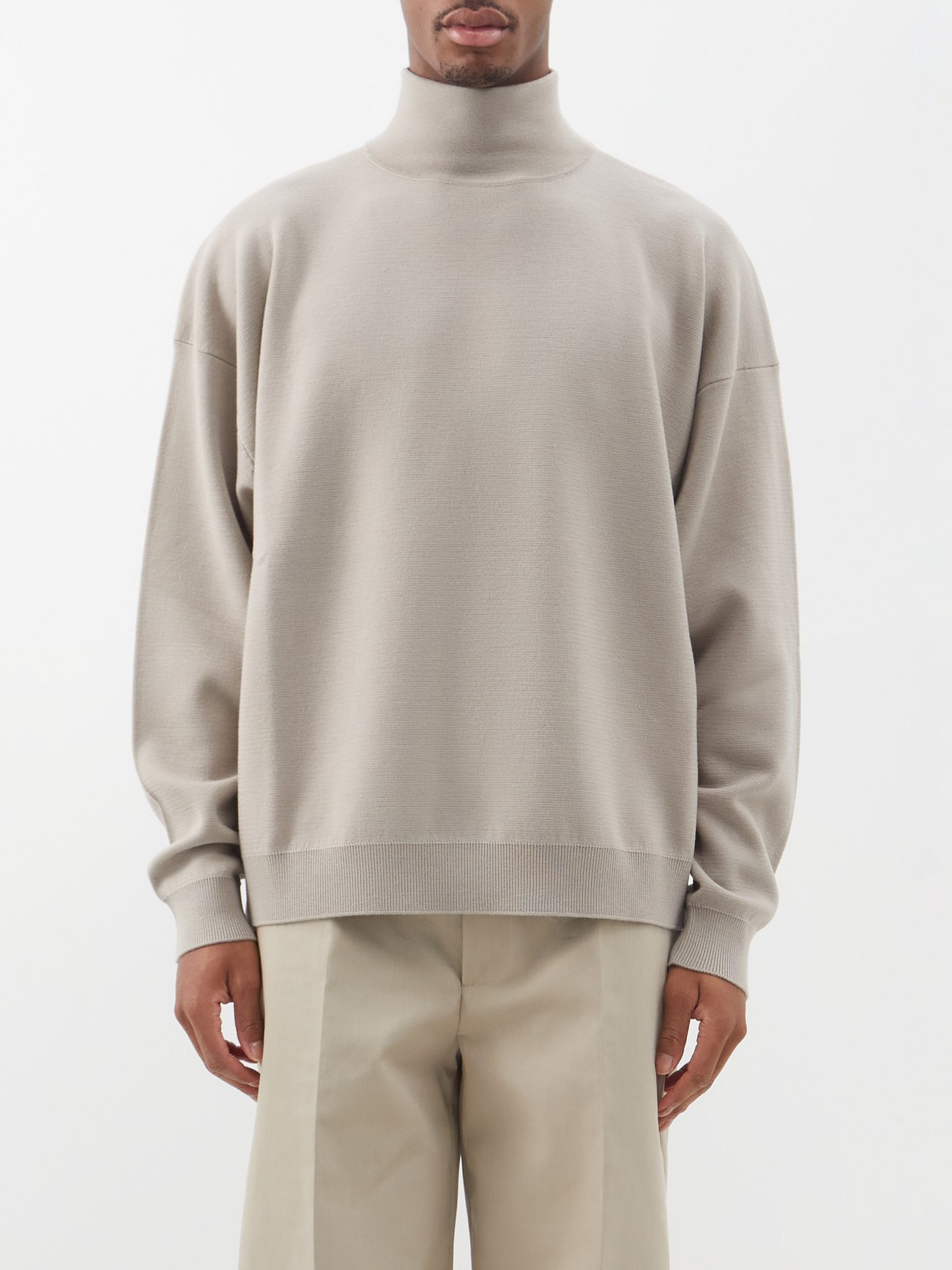 Fear Of God Off-white Wool Knit Hoodie In 107 Cream | ModeSens