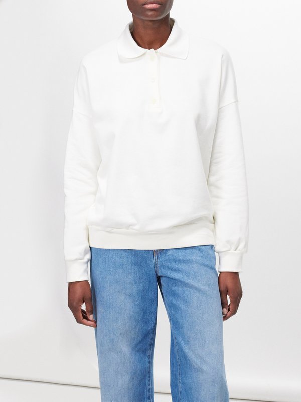 White Corzas cotton-terry polo sweatshirt | The Row | MATCHES UK