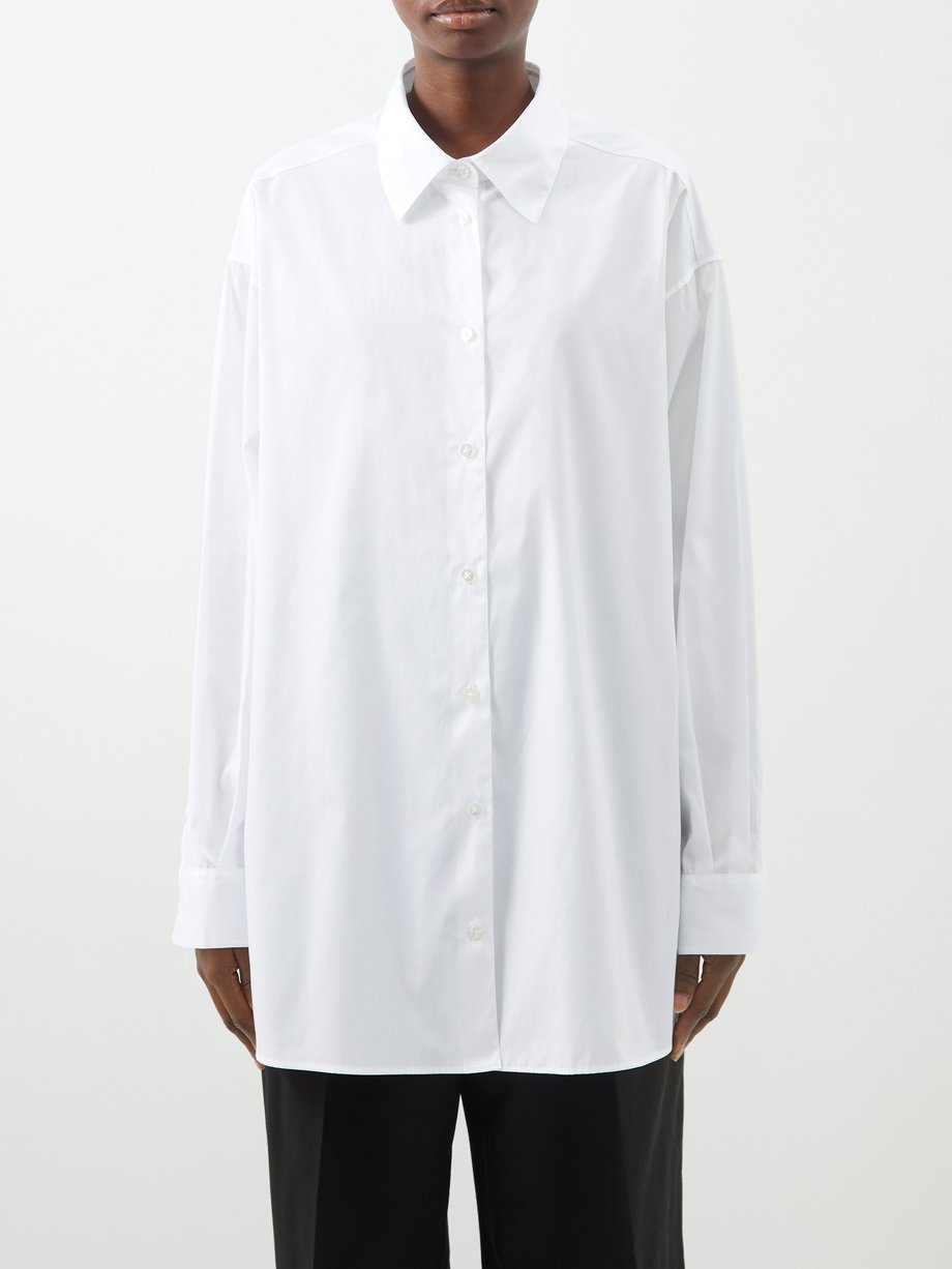 White Luka oversized cotton-poplin shirt | The Row | MATCHES UK