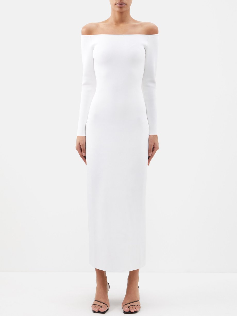 White Teresina off-the-shoulder jersey dress | The Row | MATCHESFASHION UK