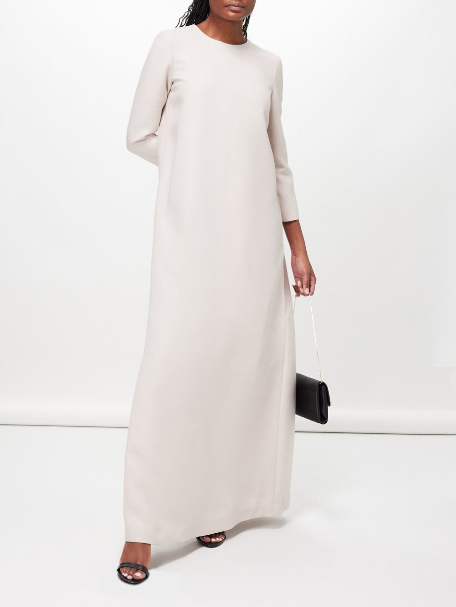 White Stefos round-neck wool-blend gown | The Row | MATCHES UK