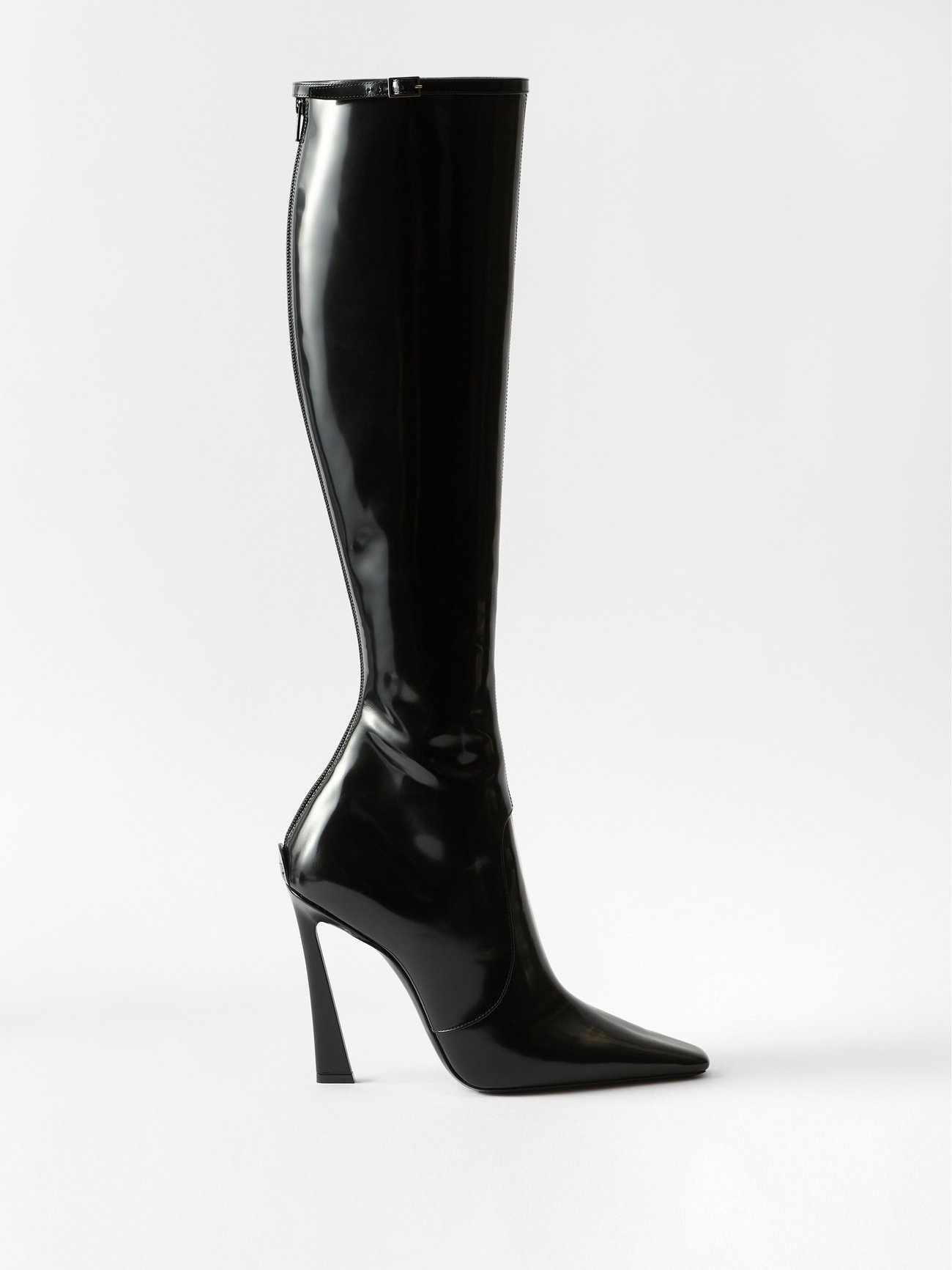 Black Blade 110 patent-leather knee-high boots | Saint Laurent ...