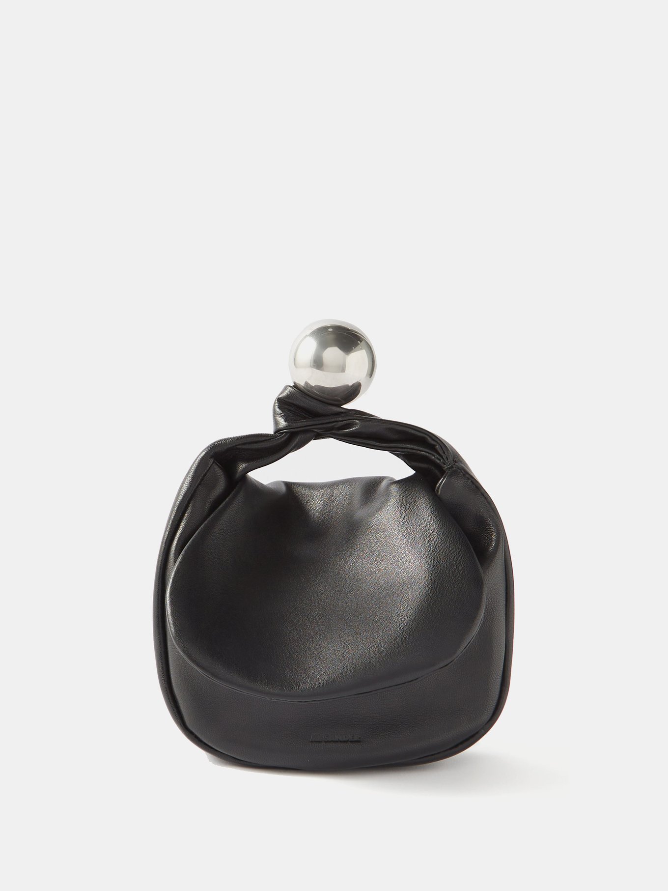 Black Sphere-handle leather clutch bag | Jil Sander