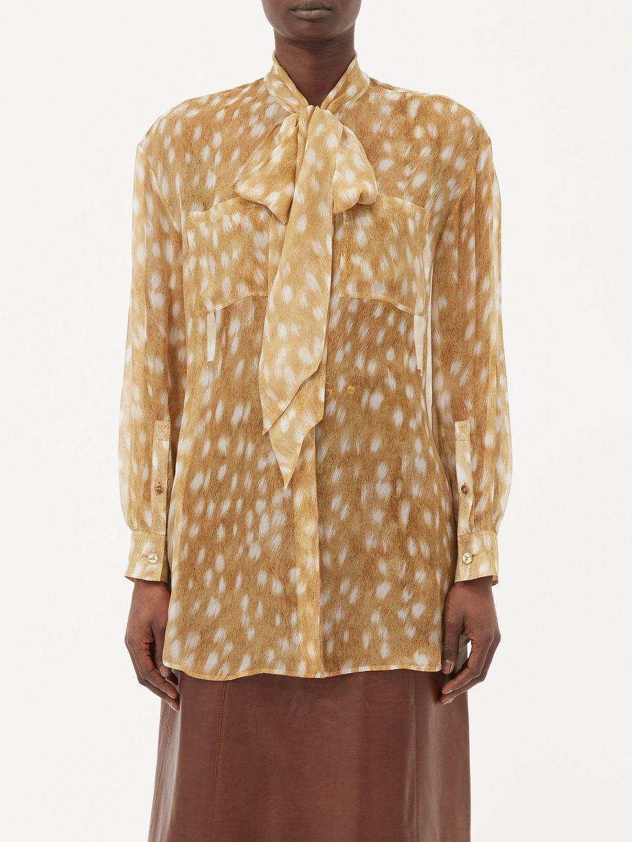 Vernauwd drinken medley Beige Ruby fawn-print silk-chiffon blouse | Burberry | MATCHESFASHION US