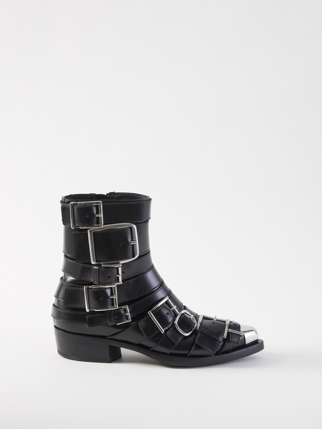 Alexander McQueen 'Punk' Ankle Boots Black Silver