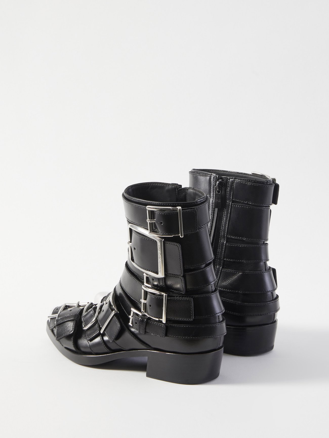Alexander McQueen 'Punk' Ankle Boots Black Silver