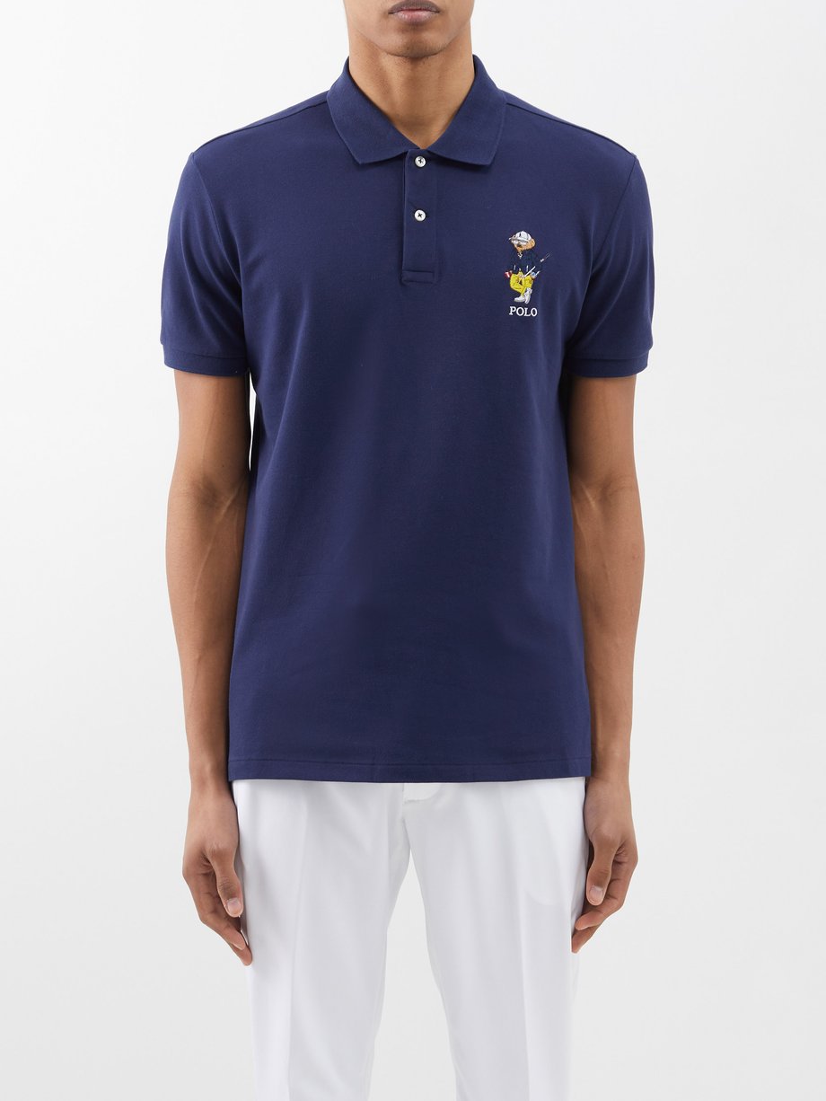Navy Logo-embroidered cotton-mesh golf polo shirt | Polo Ralph Lauren ...