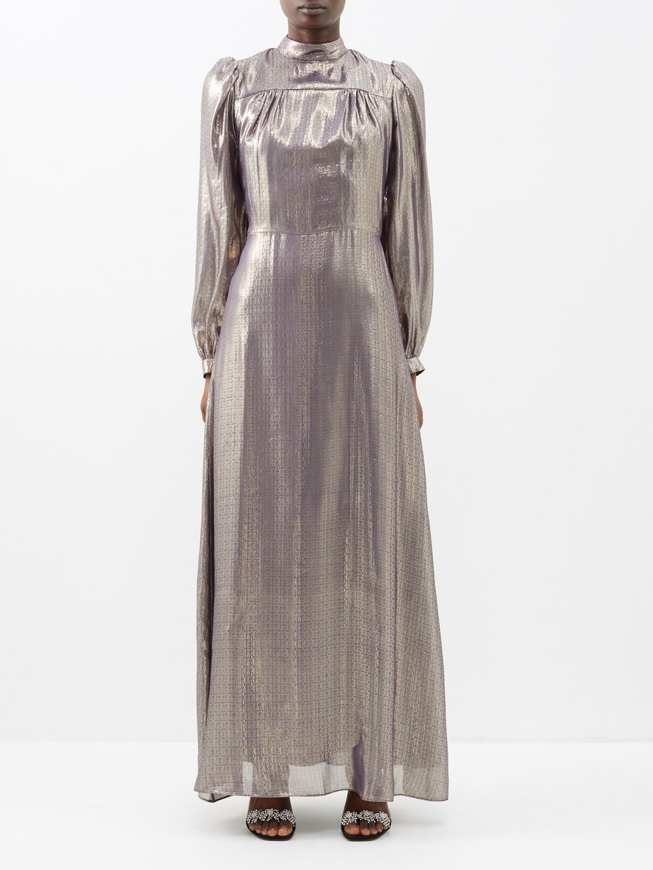 Silver Angelica silk-blend lamé dress | Bella Freud | MATCHES US