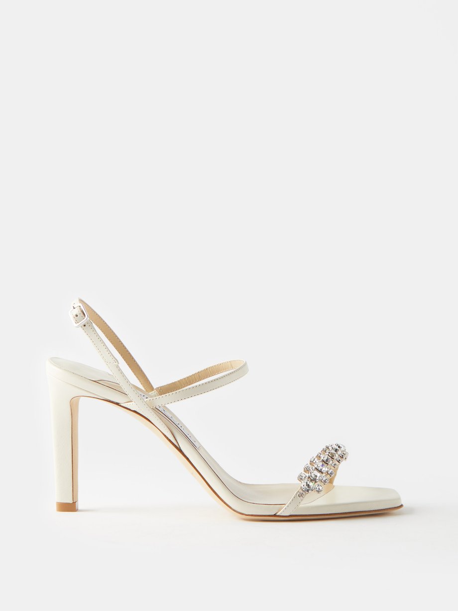 White Meira 85 crystal and leather sandals | Jimmy Choo | MATCHES US