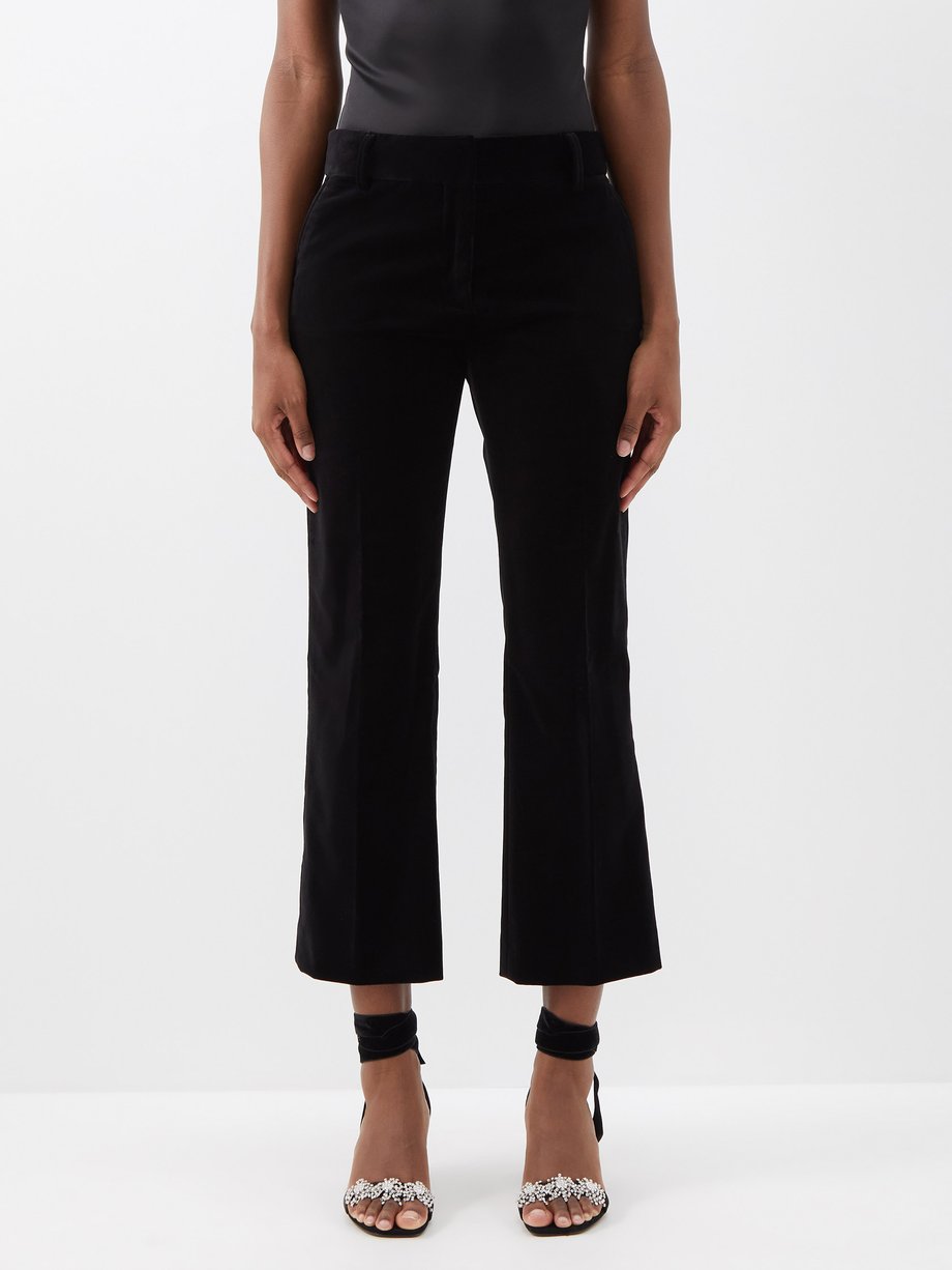 Black Le Crop velvet suit trousers | FRAME | MATCHESFASHION UK