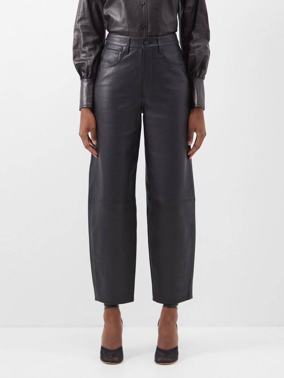 Black Straight-leg leather trousers | FRAME | MATCHESFASHION UK
