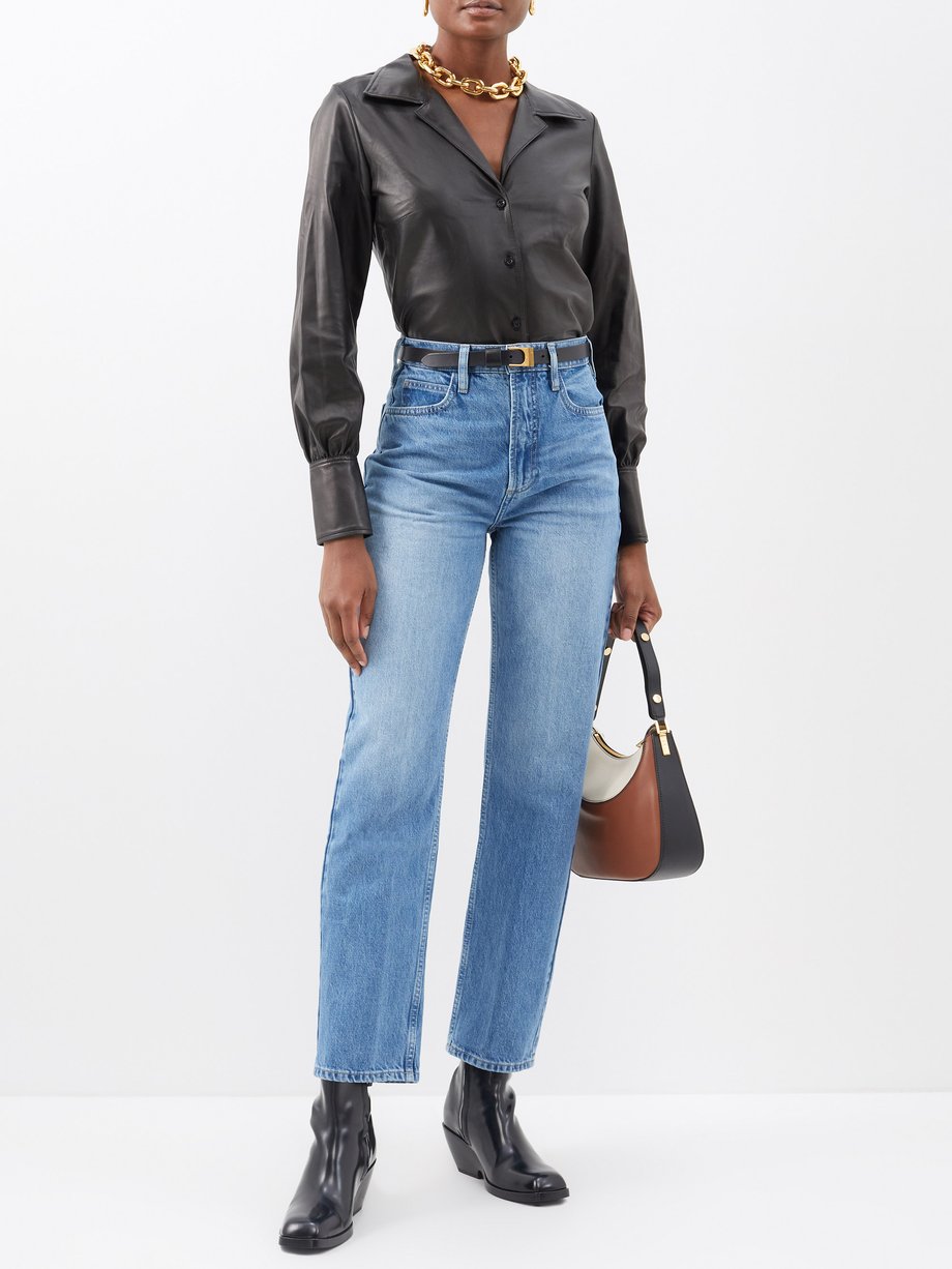 FRAME Le High 'n' Tight stretch-leather straight-leg pants