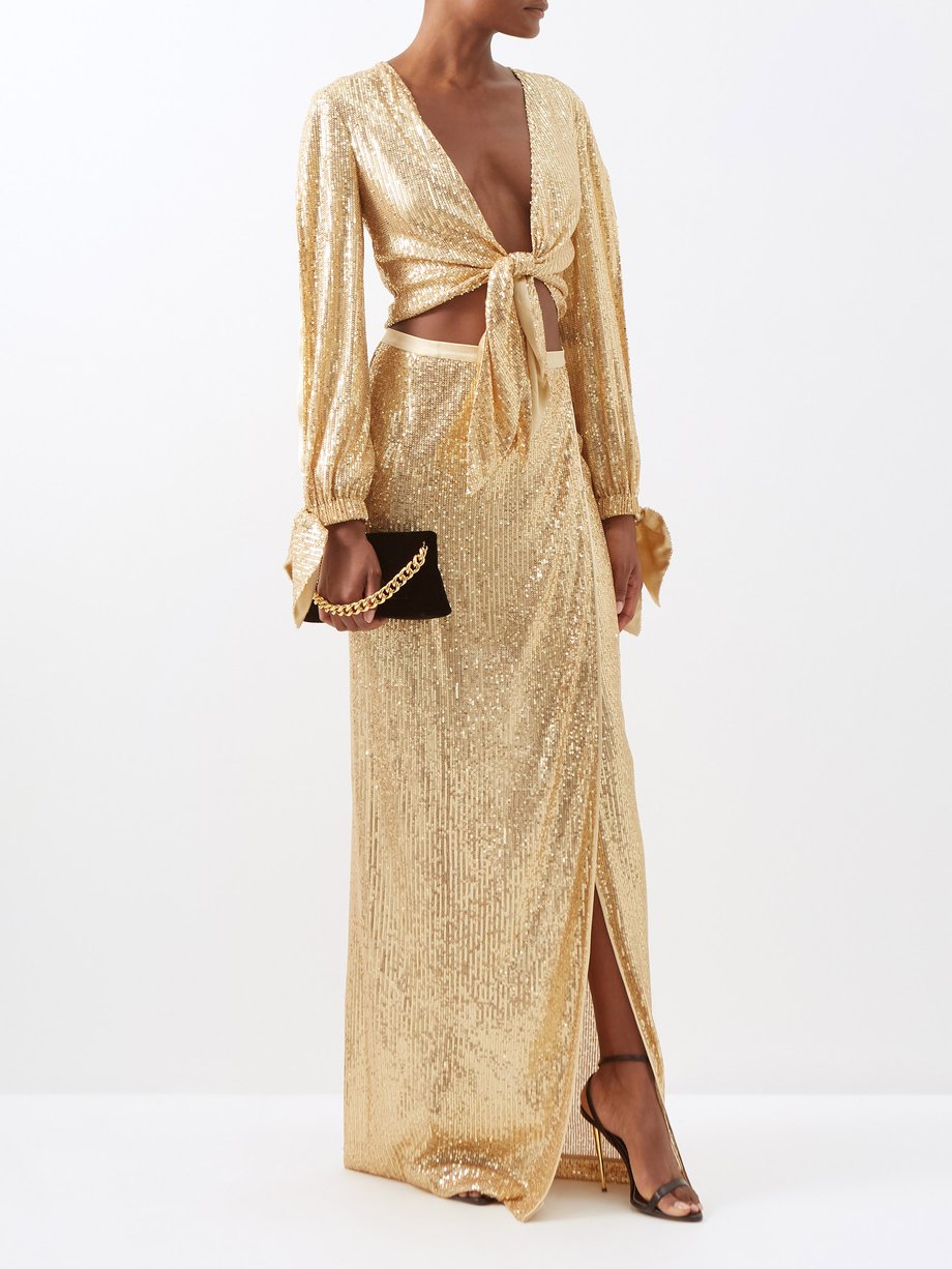 Gold Side slit sequinned maxi skirt | Tom Ford | MATCHESFASHION UK