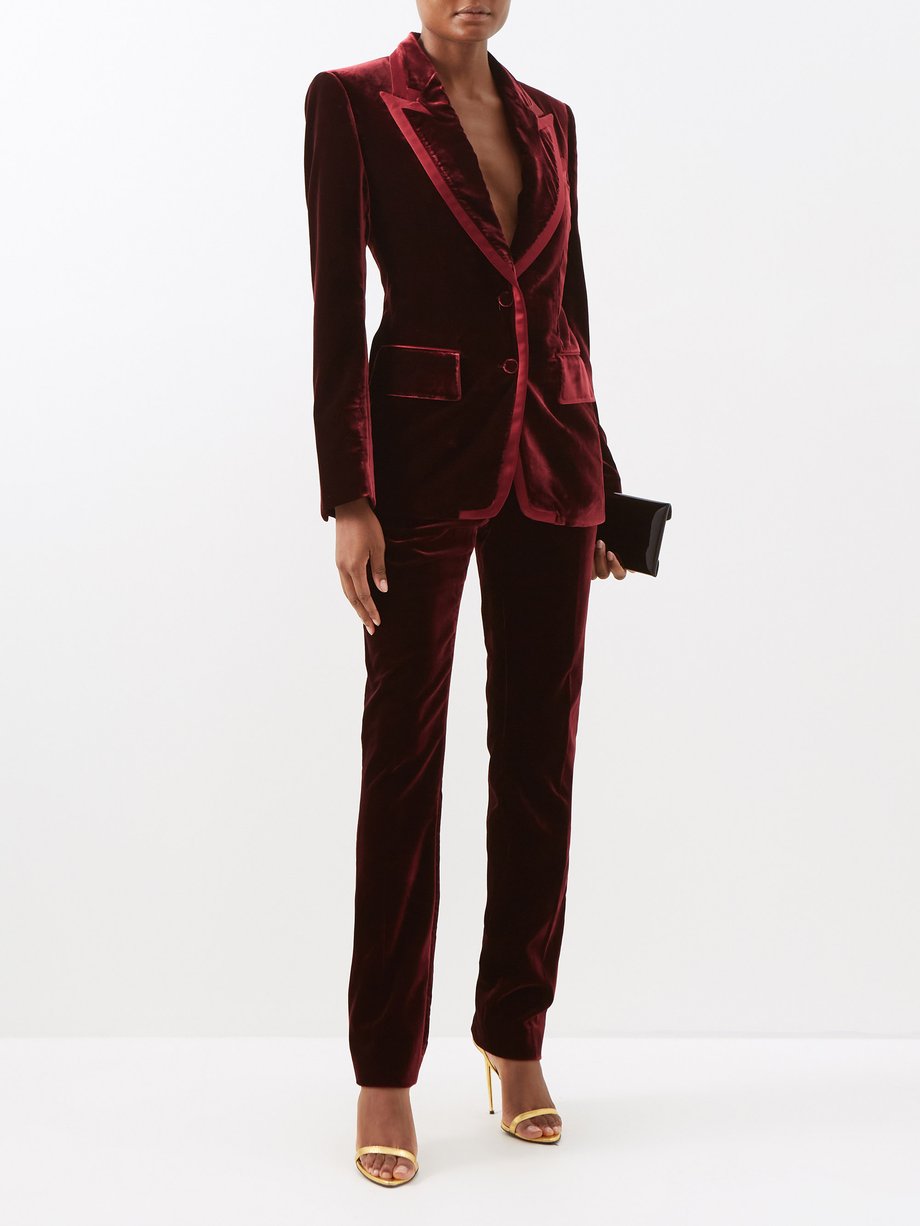 Burgundy Velvet suit trousers | Tom Ford | MATCHESFASHION UK