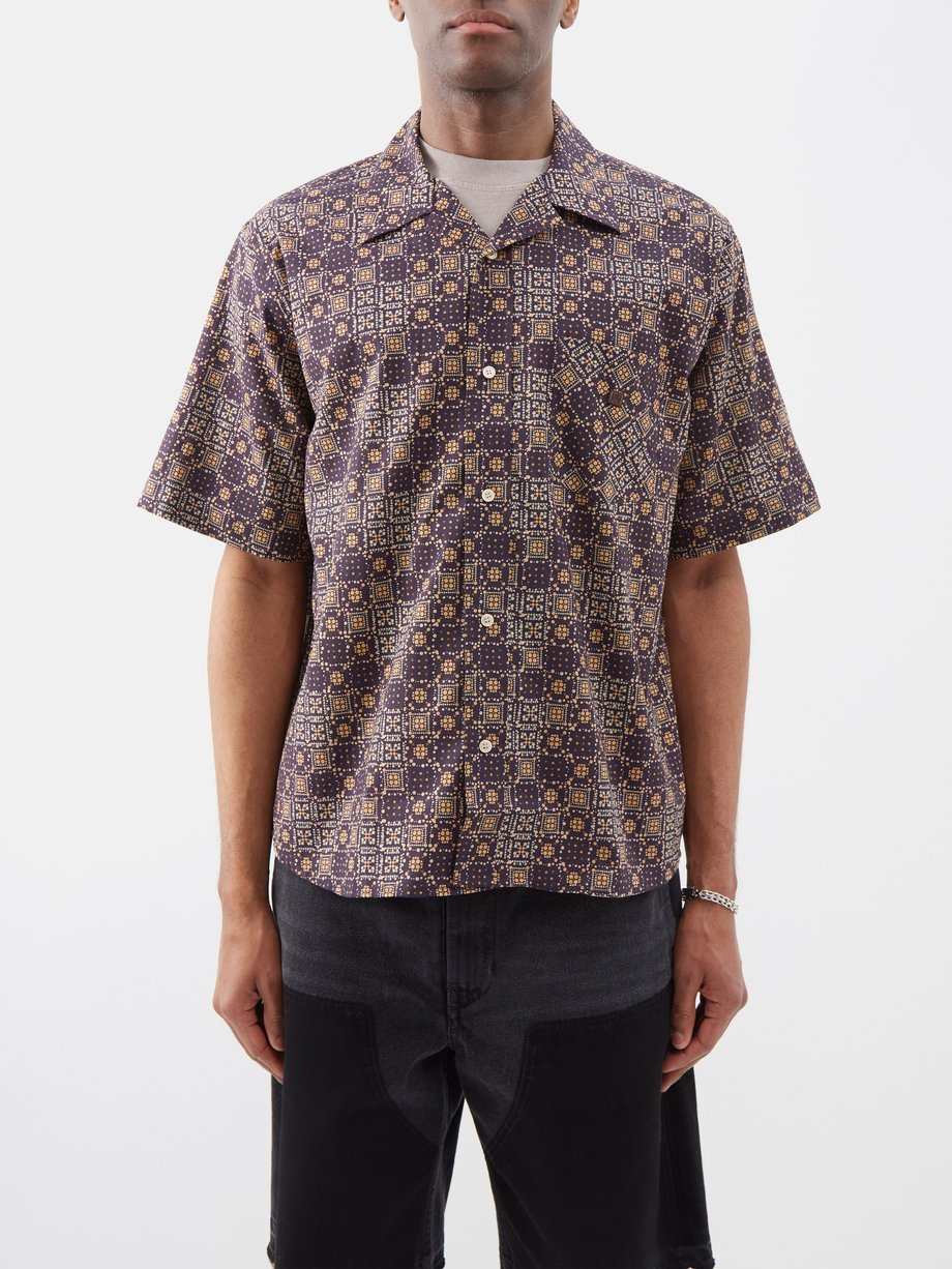 Brown Sowl Cuban-collar cotton shirt | Acne Studios | MATCHES UK