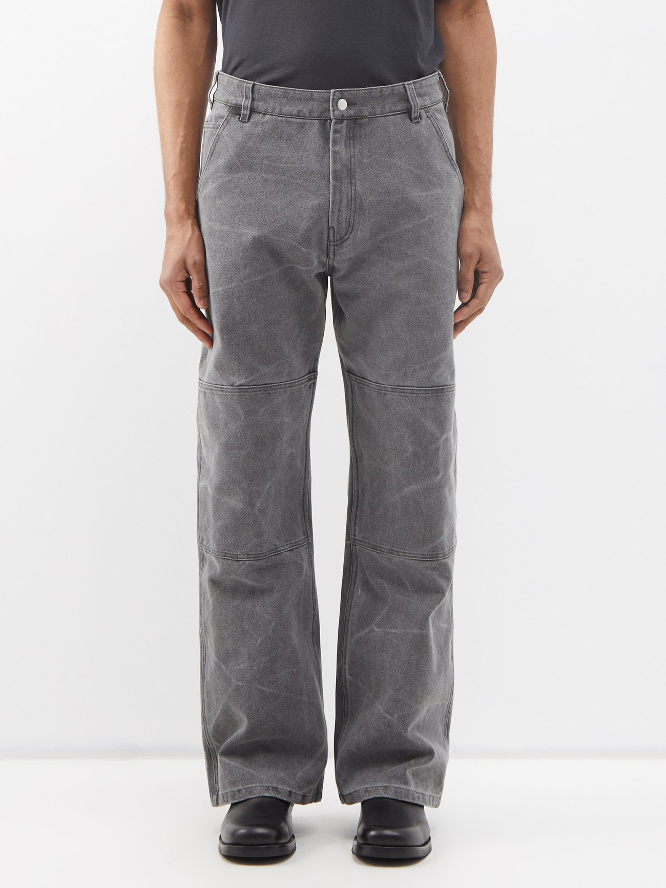 Grey Palma double-knee cotton-canvas trousers | Acne Studios