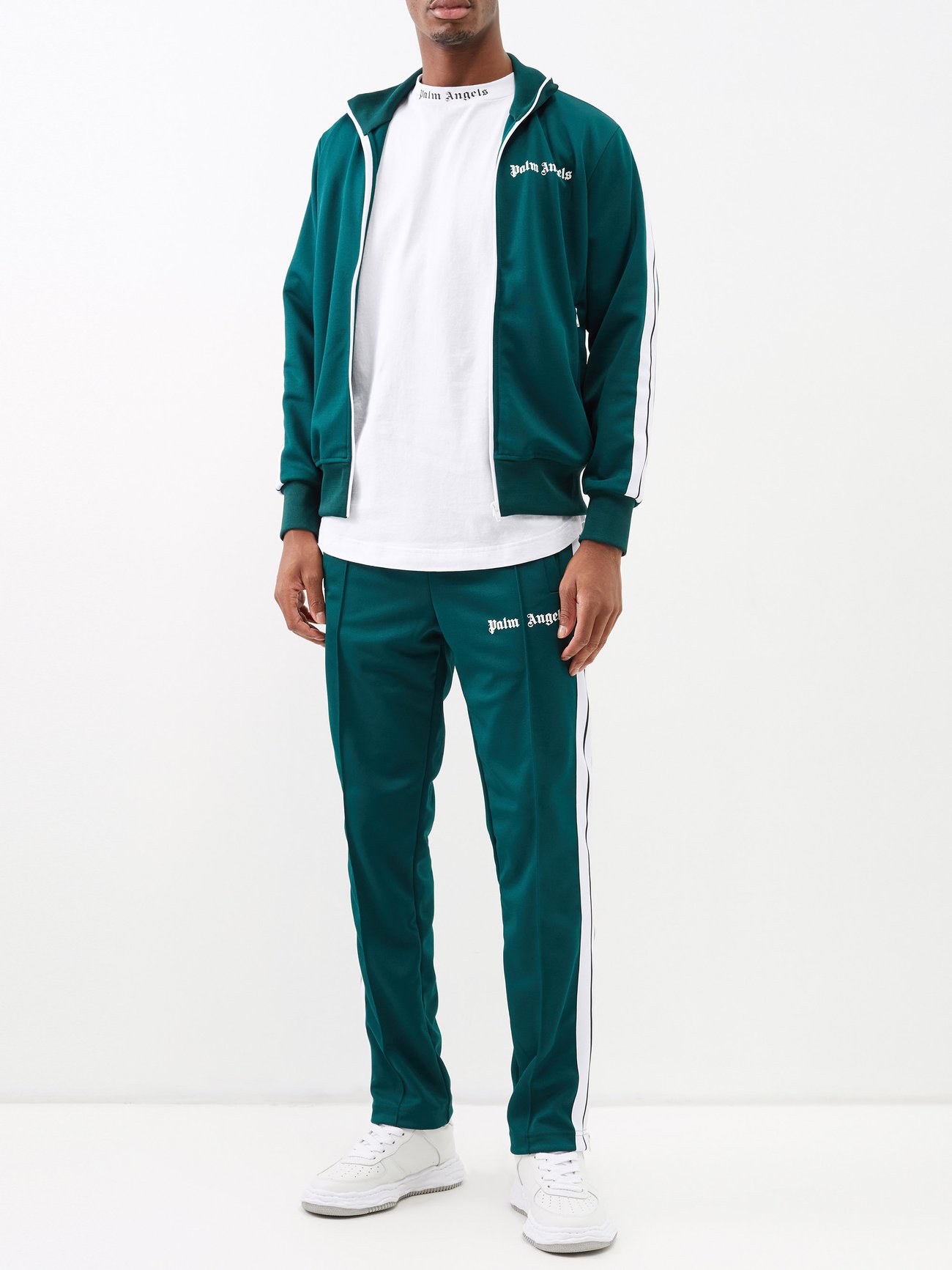 PALM ANGELS: sports jacket in checked cotton blend - Green