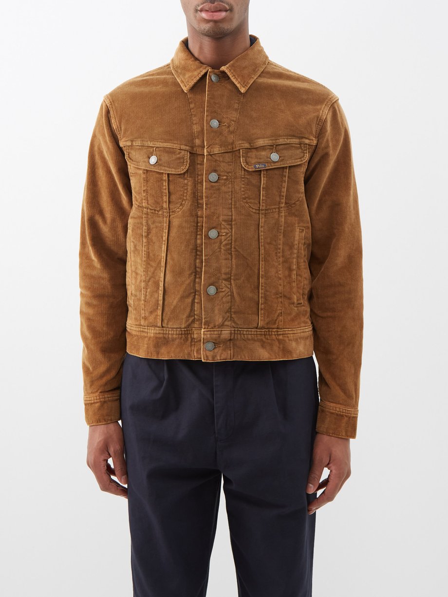 Tan Flap-pocket corduroy trucker jacket | Polo Ralph Lauren ...