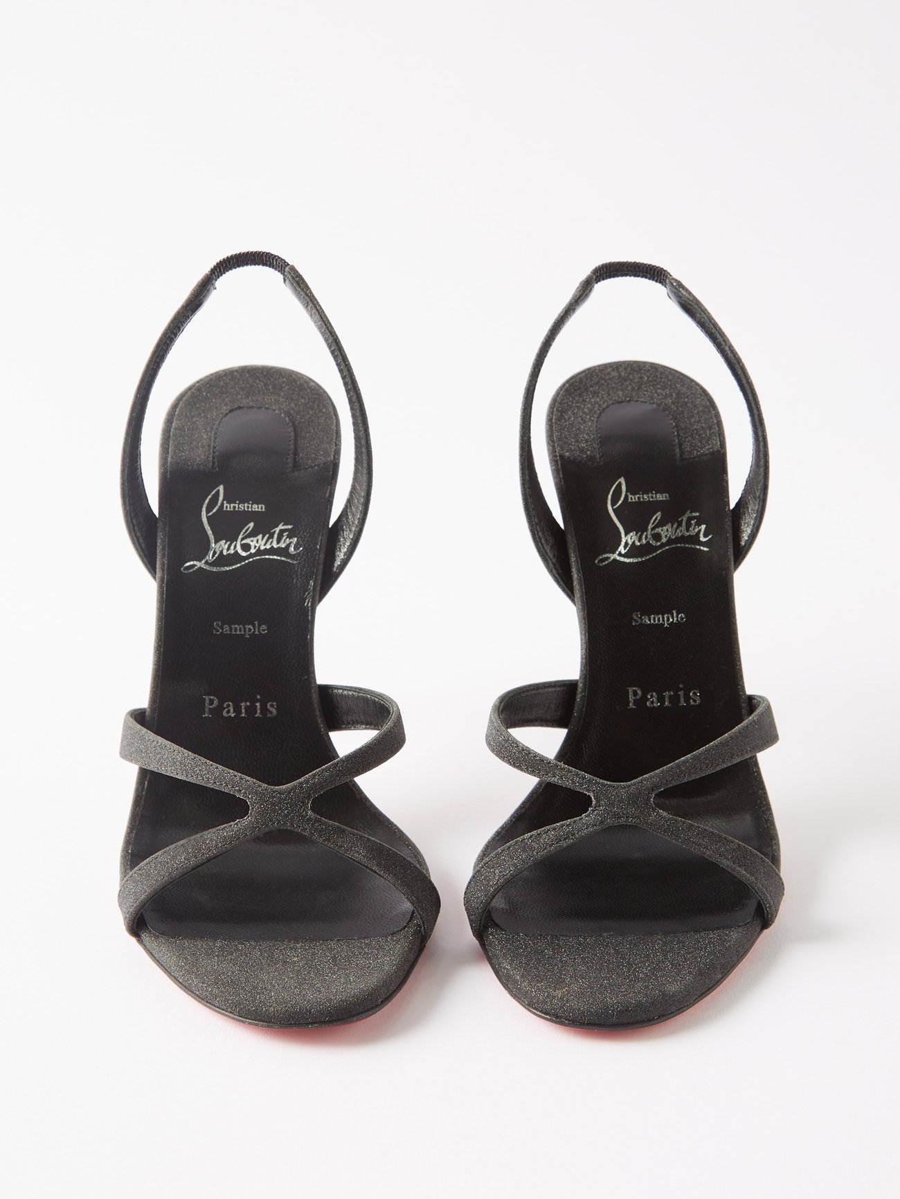 Christian Louboutin - Emilie 100 Glitter-leather Slingback Sandals - Womens - Black