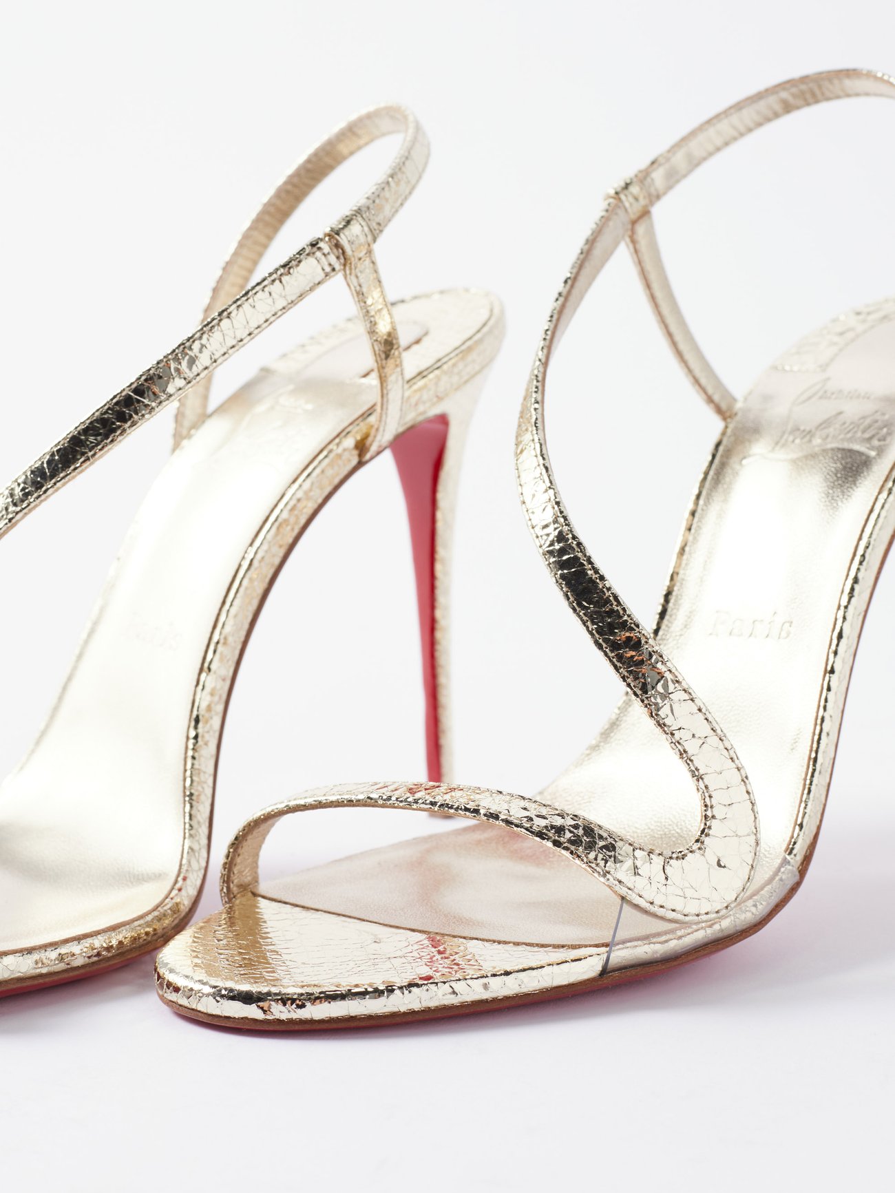 Gold Rosalie 100 metallic-leather sandals, Christian Louboutin