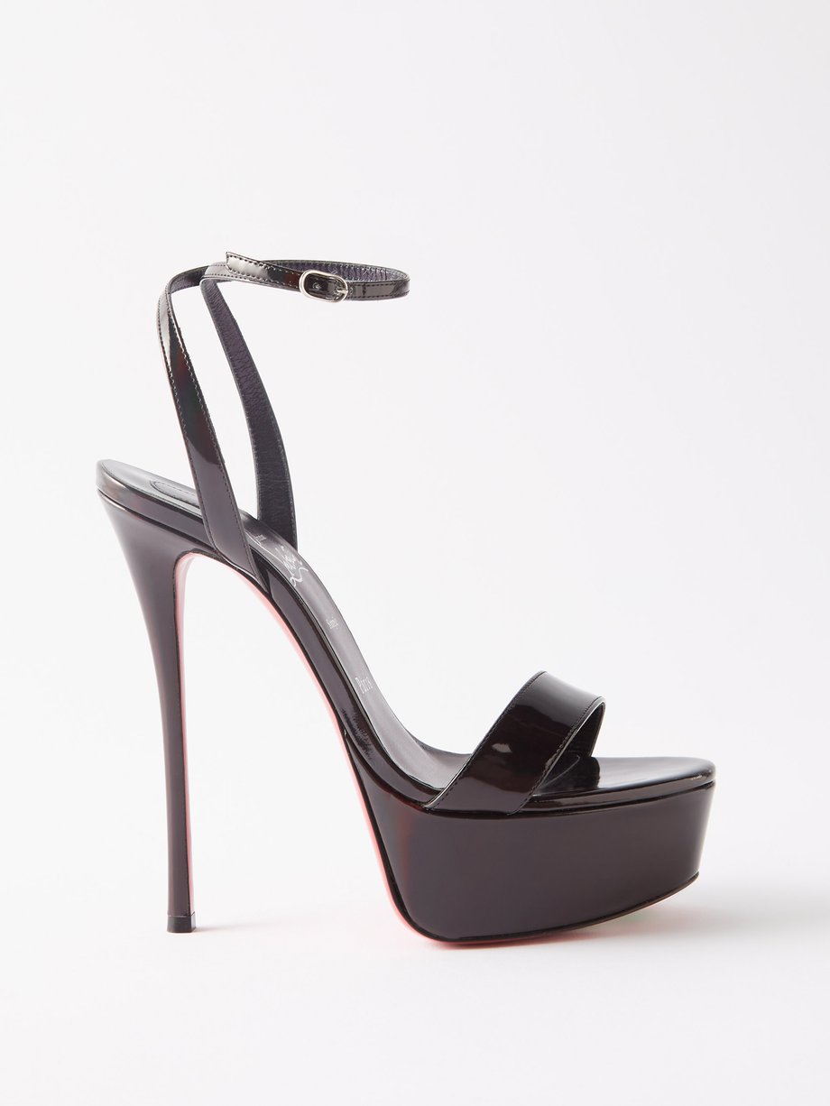 Black Loubi Queen Alta 150 patent platform sandals | Christian ...