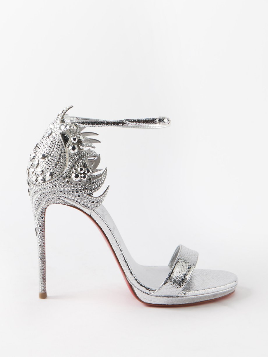 Silver Loubi Vega 120 crystal-embellished leather sandals | Christian  Louboutin | MATCHES UK