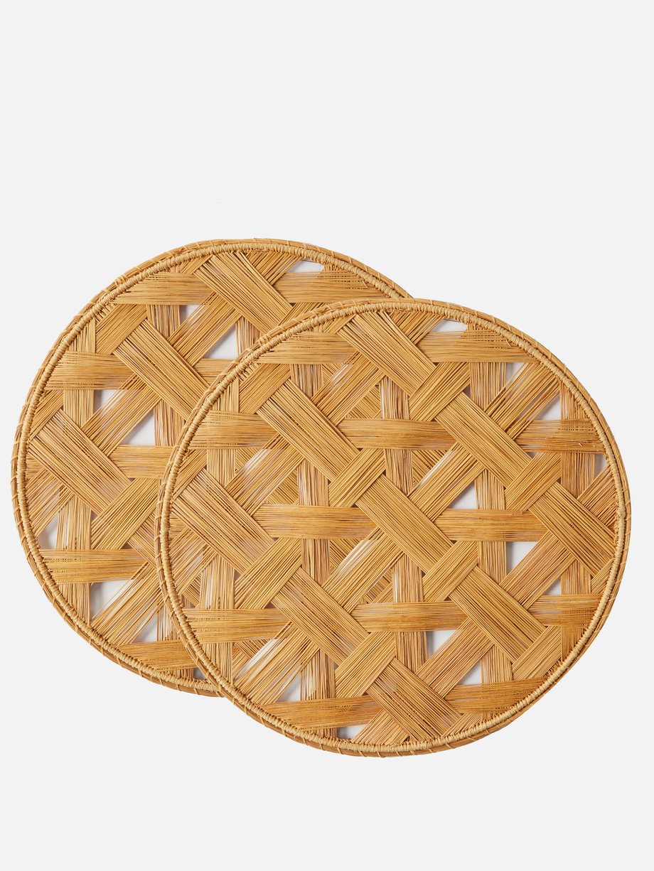 Johanna Ortiz Set of two Lines woven palm placemats
