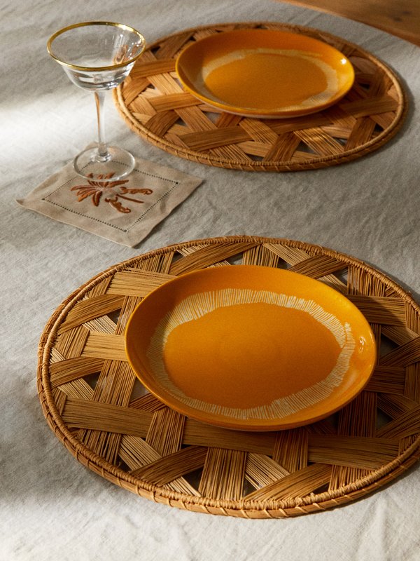 Johanna Ortiz Set of two Lines woven palm placemats