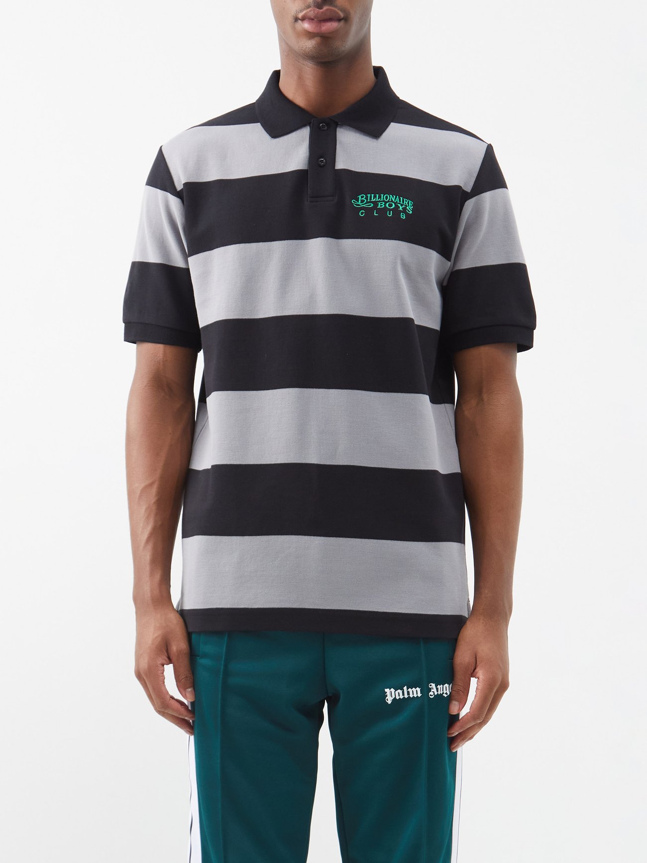 Black Collegiate striped polo shirt | Billionaire Boys Club