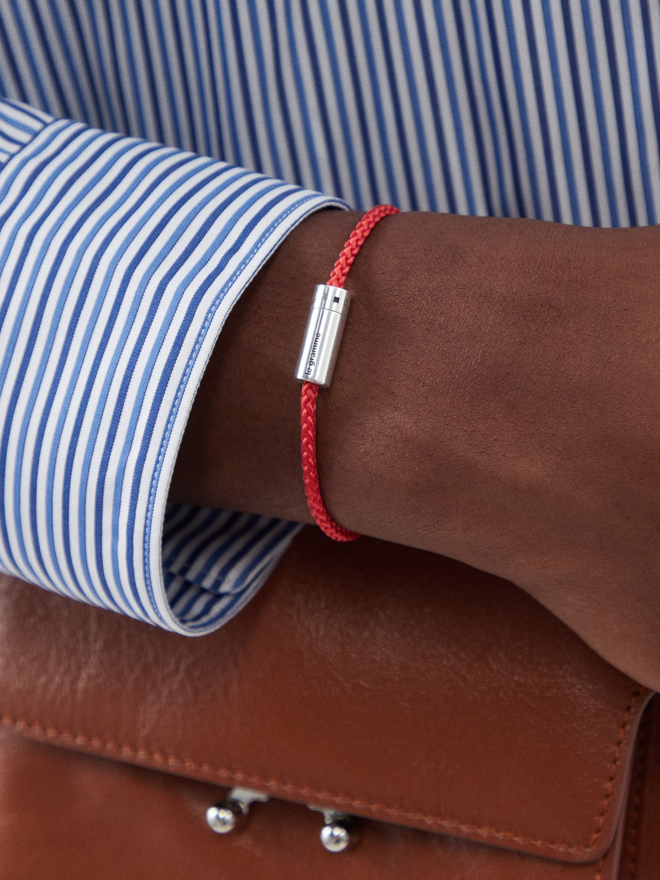 Red 7g cable NATO MATCHES bracelet | and Le cord sterling Gramme UK silver 
