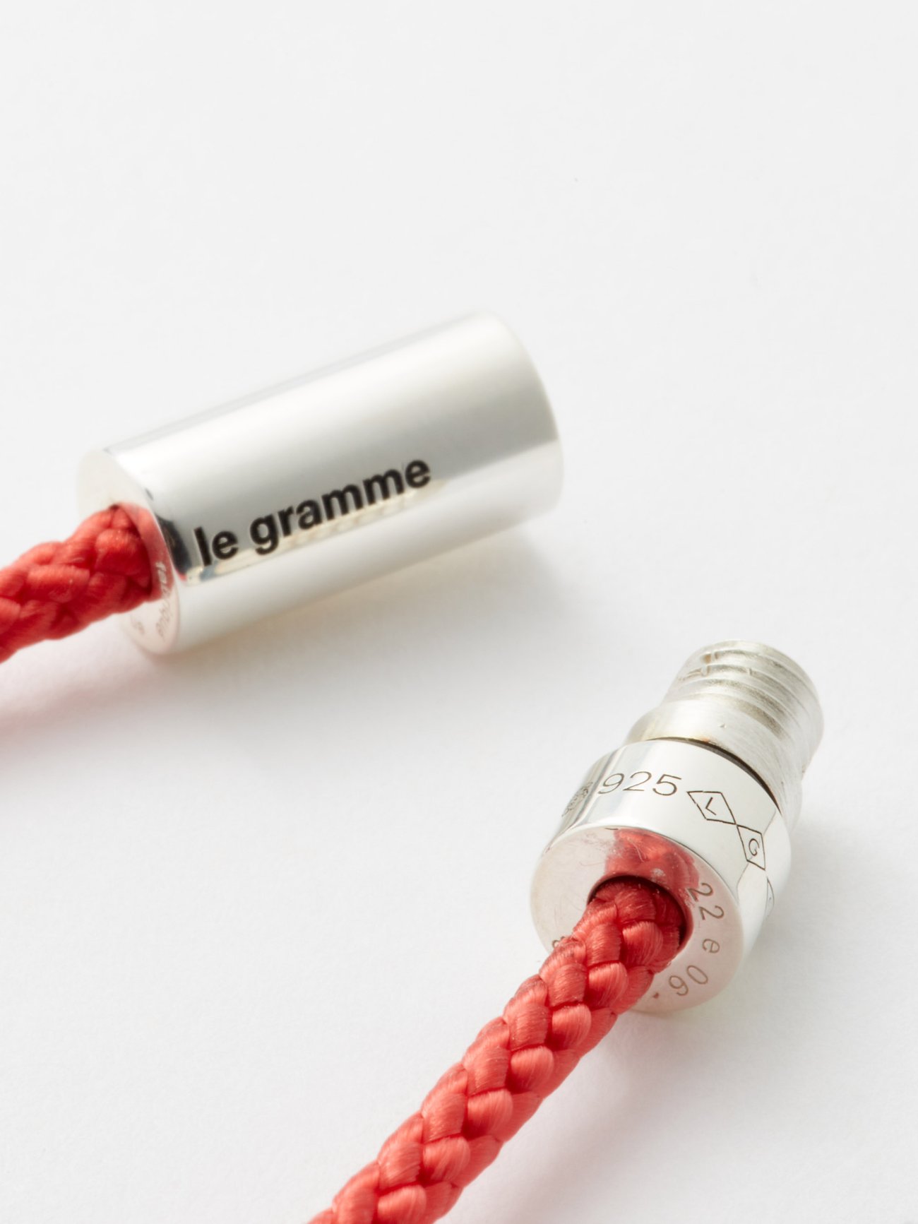 Red 7g sterling silver and NATO cord cable bracelet | Le Gramme | MATCHES UK