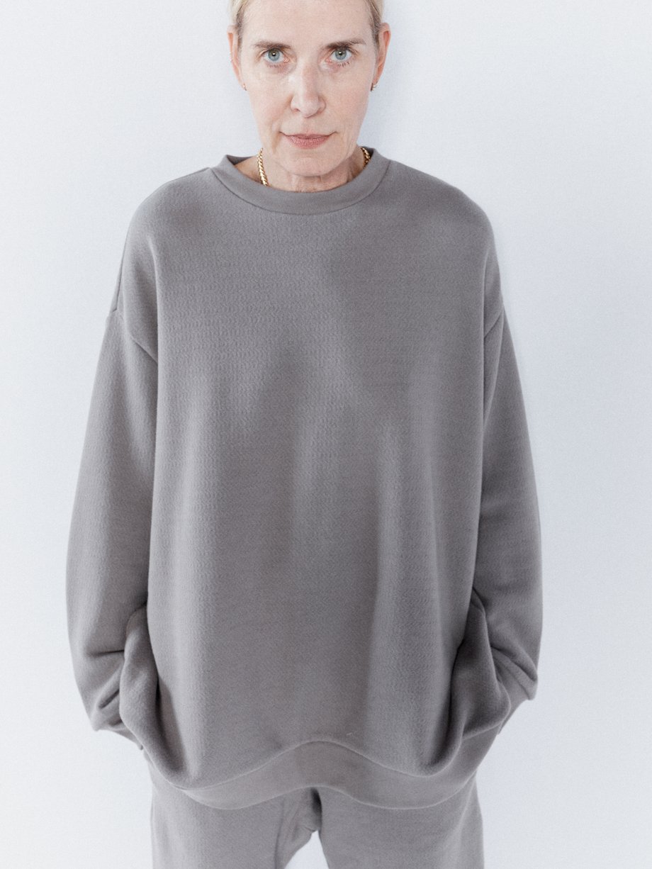 Grey Crew-neck organic Japanese-jersey sweatshirt, Raey