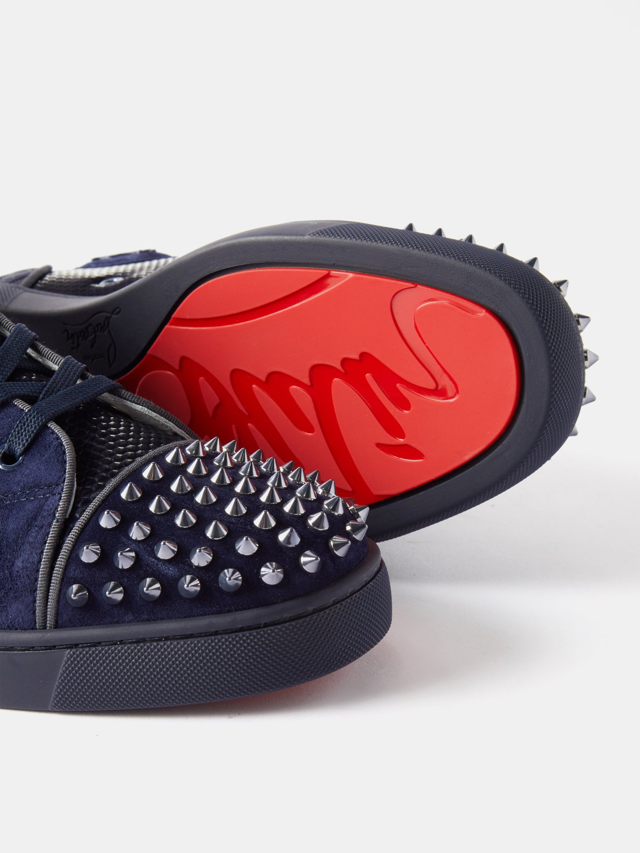 High trainers Christian Louboutin Blue size 11 US in Suede - 27474363