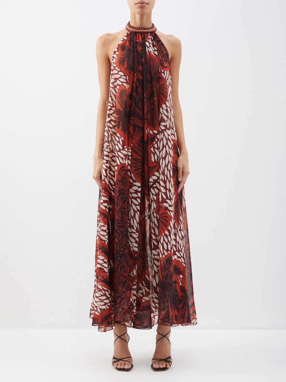 Red Victoria Falls-print crepe maxi dress | Johanna Ortiz ...