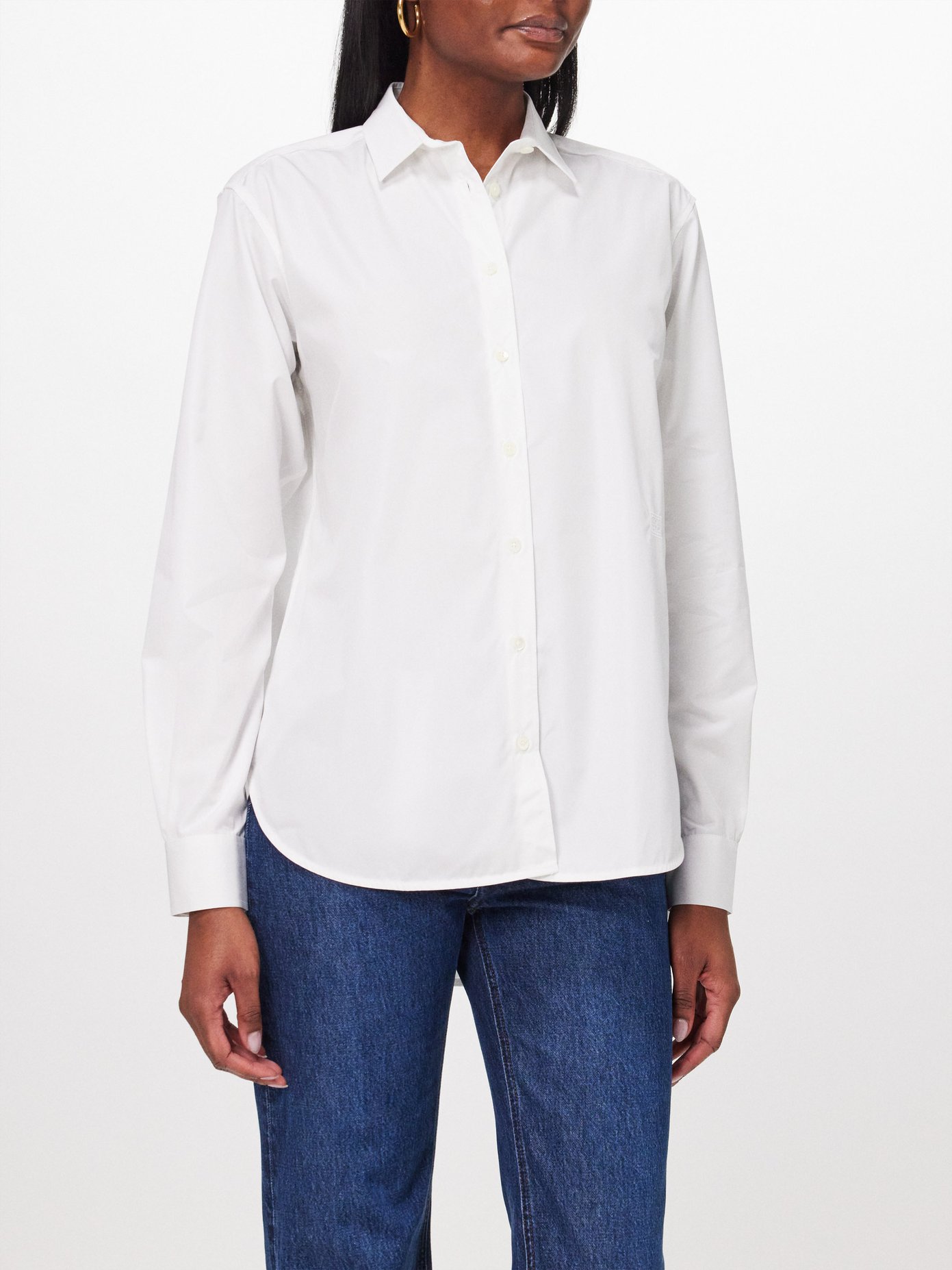 토템 Toteme Point-collar cotton-poplin shirt,White