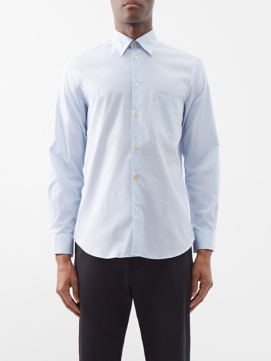 Blue Striped cotton-poplin shirt | Paul Smith | MATCHESFASHION UK
