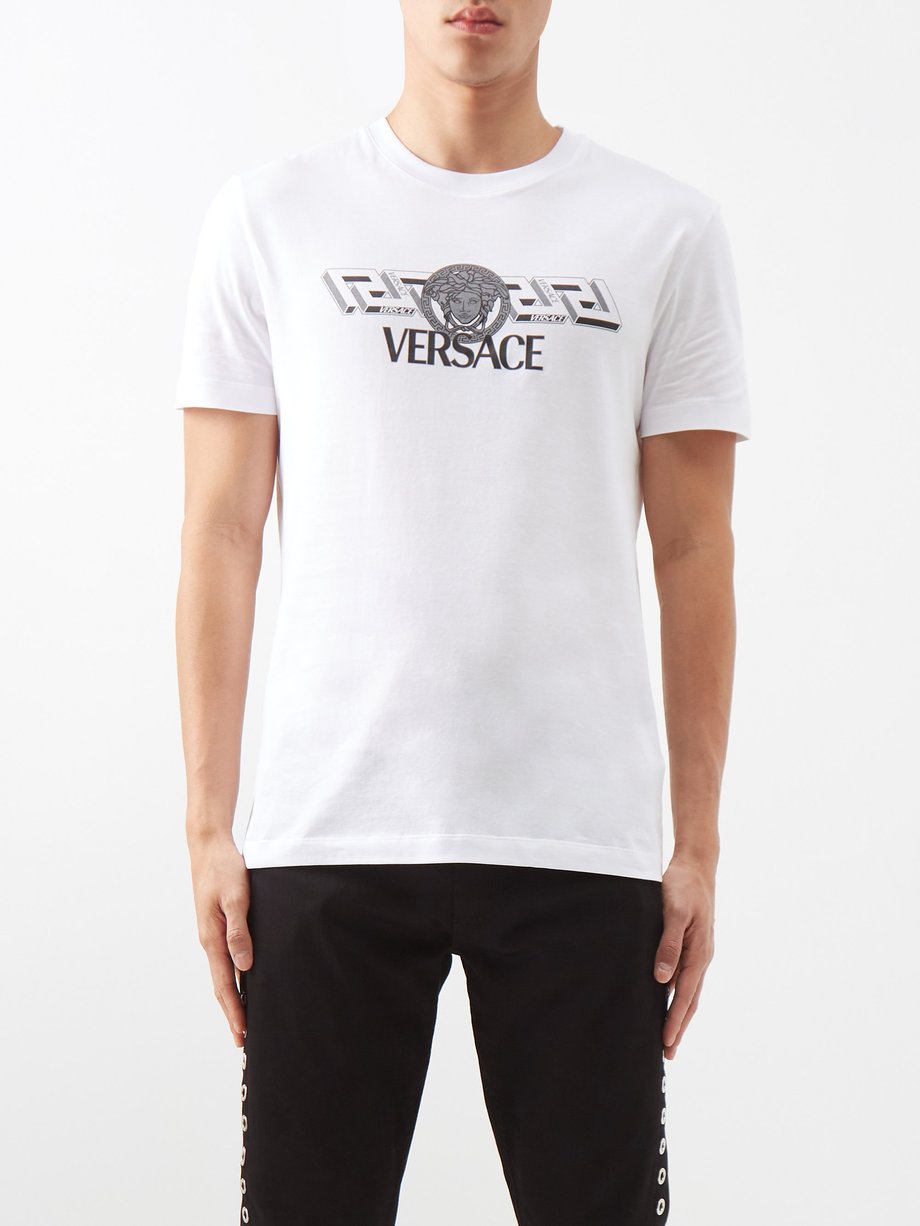 Toerist Geruïneerd Bestuurbaar White Logo-print cotton-jersey T-shirt | Versace | MATCHESFASHION US