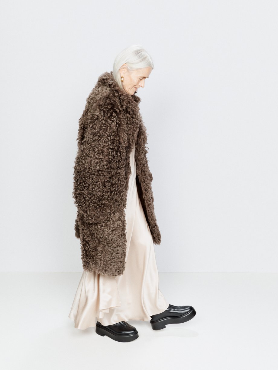 Grey Stand-collar curly shearling coat | Raey | MATCHESFASHION US