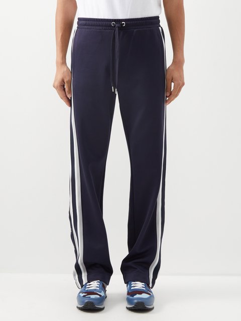 Blue Side-stripe press-stud jersey track pants | Valentino