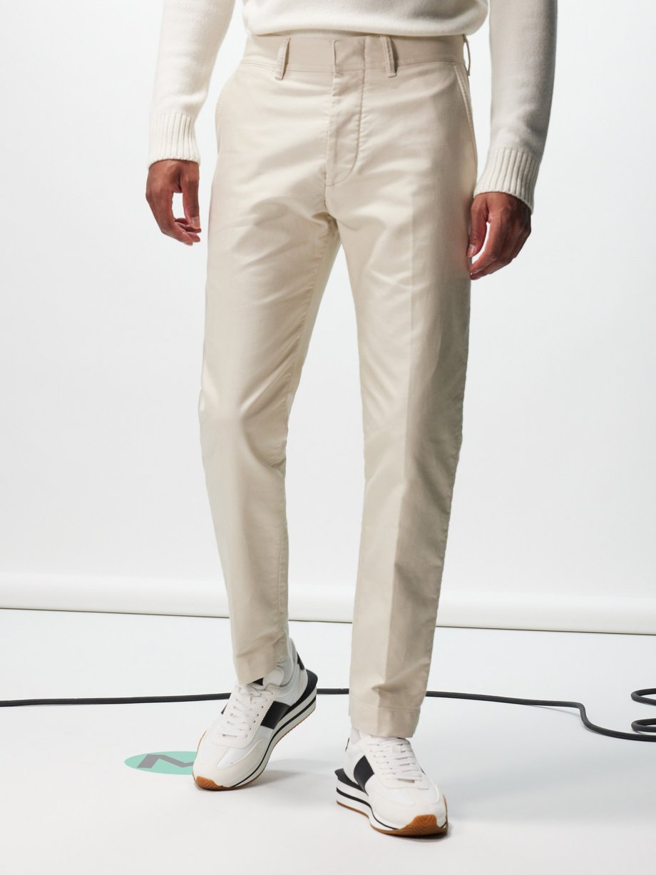 White Pressed-front straight-leg chinos | Tom Ford | MATCHES UK