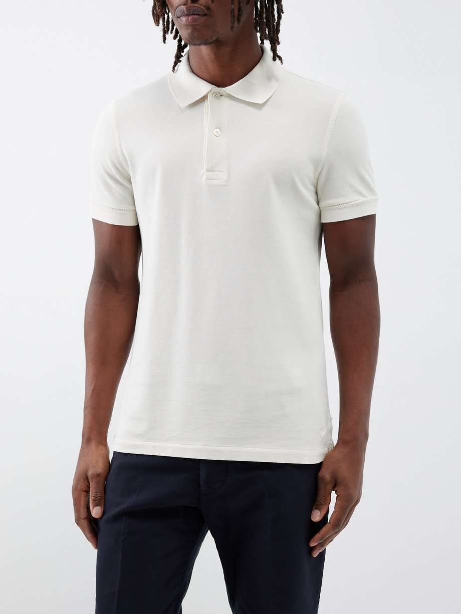 White Cotton-piqué polo shirt | Tom Ford | MATCHES UK