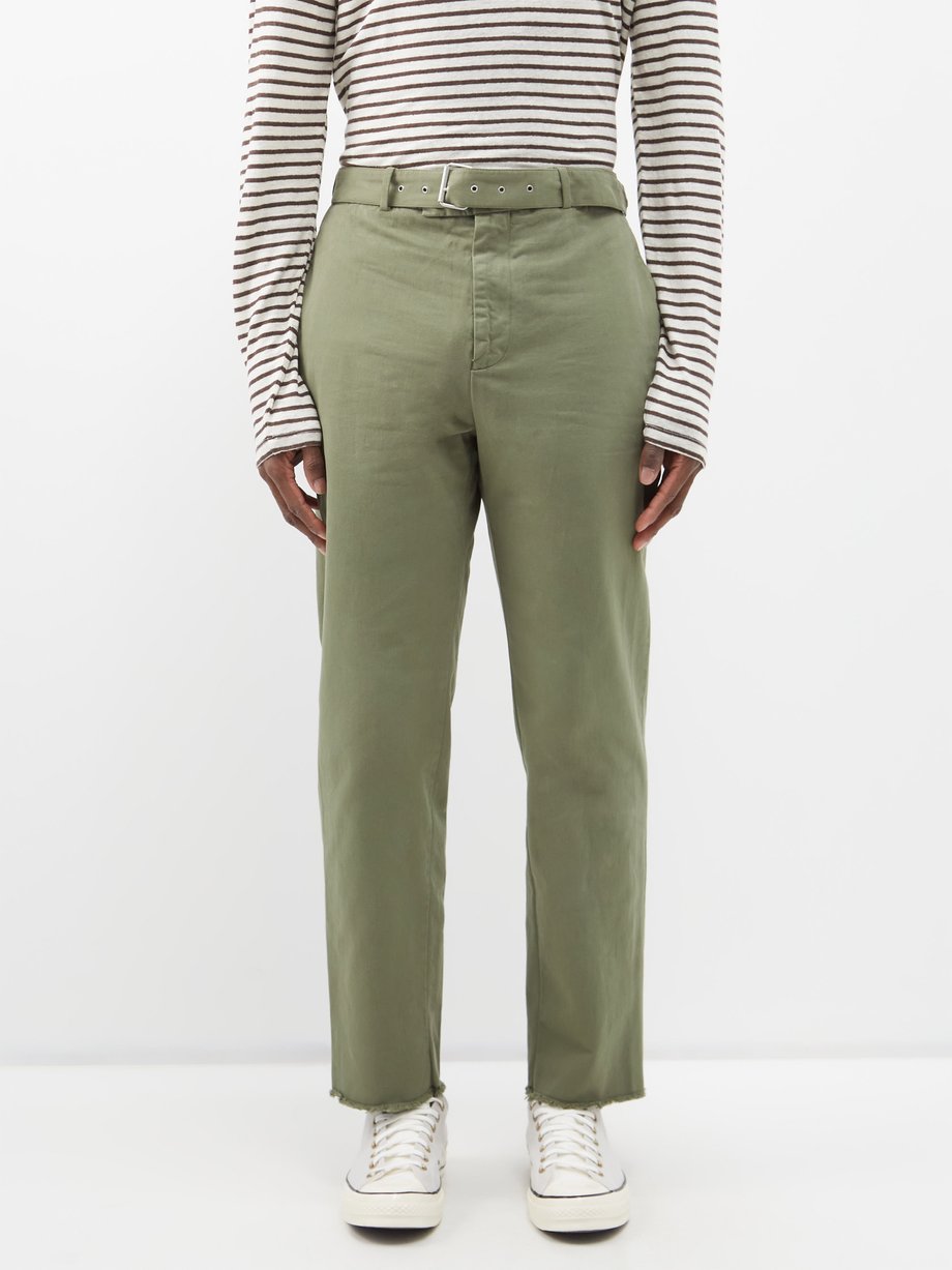 Buy Folk Assembly Tapered Cottoncanvas Trousers 3  Green At 50 Off   Editorialist