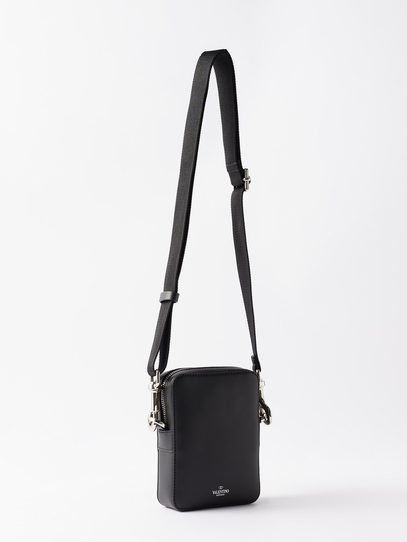 Black VLTN-print leather cross-body bag